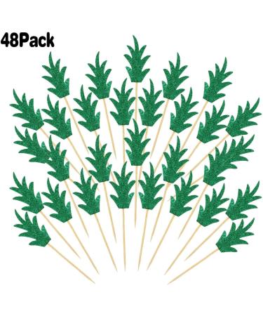 48 Pieces Pineapple Cupcake Toppers Glitter Cake Picks Donut Decor Topper for Summer Hawaii Party - Buy Online on GoSupps.com