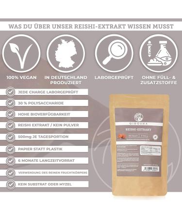 Qidosha Reishi Extract Capsules 500mg - Test Winner 07/23 | 15:1 Premium Ganoderma Lucidum | Vegan | 180 Glass Capsules | High-Dose Reishi Supplement - Buy Online on GoSupps.com