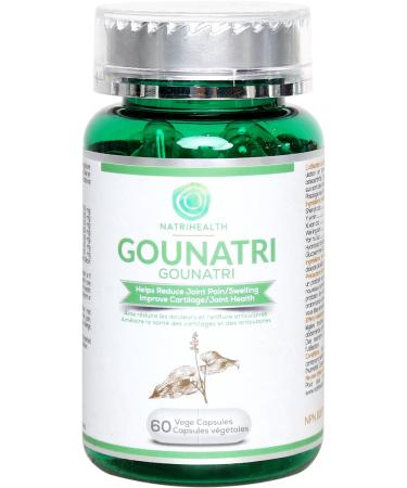 Natrihealth Gounatri - Powerful Gout Support Supplement with 5 Herbals Hydrolized Collagen Glucosamine | Uric Acid Cleanser Helps Reduce Joint Pain/Swelling 60 Veggie Capsules
