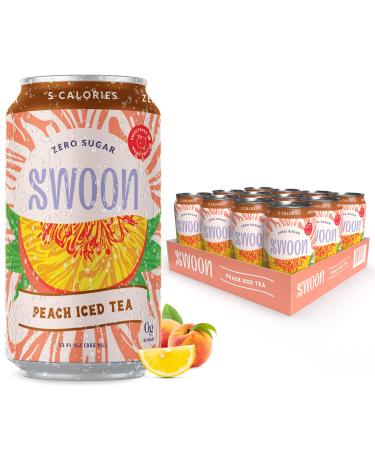 Swoon Peach Iced Tea - Low Carb, Paleo-Friendly, Gluten-Free Keto Peach Tea Beverages - Made with Organic Black Tea and Peach Juice Concentrate - 12 fl oz (Pack of 12) Peach 12 Fl Oz (Pack of 12)