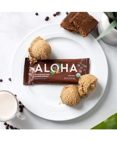 ALOHA Organic Vegan Protein Bars - Chocolate Chip Cookie Dough - 12 Count, Low Sugar, Gluten-Free, Paleo - Buy Online on GoSupps.com