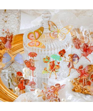 Aromoty Fairy Gold foil Holographic Stickers Set(120 pieces with 4 Themes)-Resin Transparent Waterproof Stickers Butterfly Flower Vintage letter Planner Stickers for Scrapbook Junk Bullet Journals Laptop Water bottles De... - Buy Online on GoSupps.com