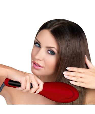 Hot and Straight Straightening Salon Brush with Temperature Control by Esplee Red