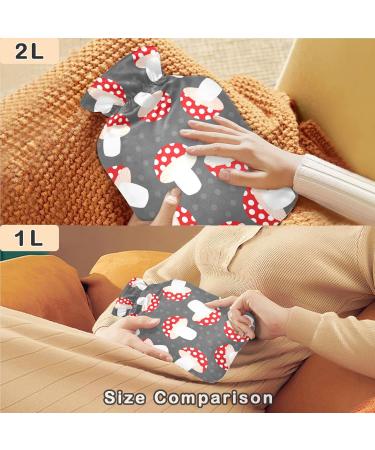 Buy Naanle Hot Water Bottle with Mushrooms Cover | 2L Heat Relief for Back Pain Hand & Foot Warmer - Ideal for Cold Therapy - Buy Online on GoSupps.com