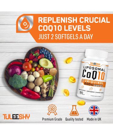 High Potency 600mg Ubiquinol CoQ10 with Liposomal Absorption - Powerful Antioxidant Coenzyme Q10 - 60 Easy-Swallow Softgels - Buy Online on GoSupps.com