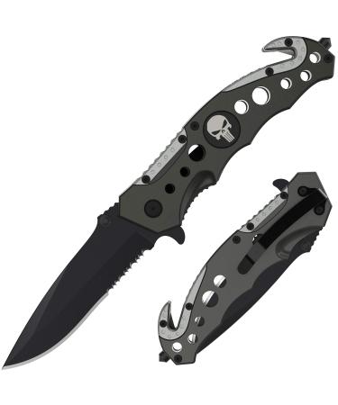 Swiss Safe 3-in-1 Tactical Knife for Military and First Responders - Navy SEAL Black