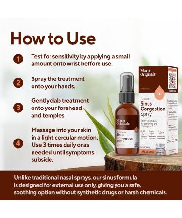 Marie Originals Sinus Relief Spray Natural Topical Decongestant with Essential Oils for Sinus Discomfort Travel Nasal Spray Alternative with Eucalyptus Peppermint & Yellow Sweet Clover 1 FL OZ - Buy Online on GoSupps.com