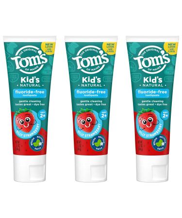 Tom's of Maine Children's Fluoride-Free Silly Strawberry Toothpaste 5.1 oz. 3-Pack - Natural, Dye and Preservative Free - Buy Online on GoSupps.com