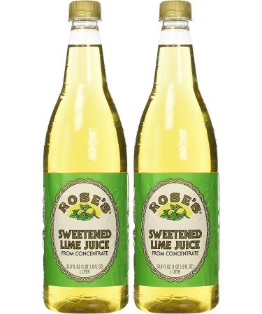 Rose’s Sweetened Lime Juice - 1 Liter - Pack of 2