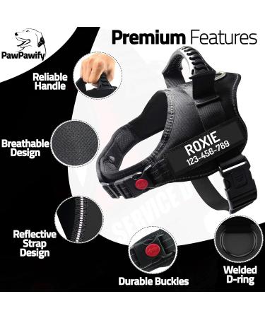 Pawpawify Personalized Dog Harness - Anti-Pull Durable XS (17-22in) - Perfect for Training & Walking Black - Buy Online on GoSupps.com