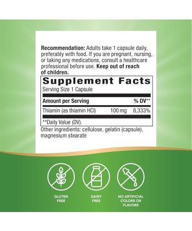 Nature's Way Vitamin B-1 100mg Thiamin HCl 100 Capsules - Buy Online on GoSupps.com