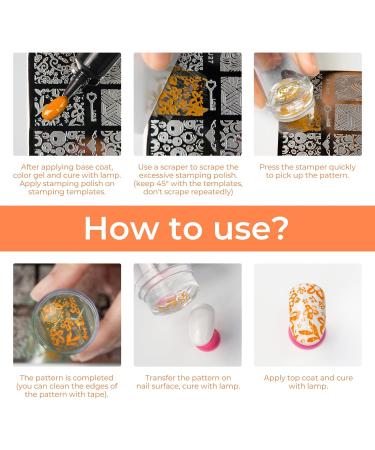 Mobray Nail Stamping Polish Gel Set - 6 Colors 8ml each with Scraper Tool for Women and Girls - Nail Art Design Kit in Blue, Purple, Orange, Green, Pink, Yellow - Buy Online on GoSupps.com