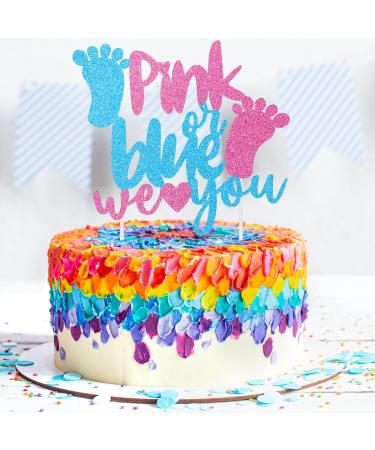 Boy or Girl Cake Topper Glitter Pink or Blue We Love You Gender Reveal Cake Decorations for Baby Shower Kids Boys Girls Birthday Party Decoration Supplies A4SGFLCP - Buy Online on GoSupps.com
