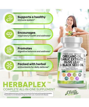Clean Nutraceuticals Oregano Oil Garlic Extract Olive Leaf Black Seed Oil - Immune Support & Digestive Health Supplement for Women and Men with Vitamin D3 & Zinc - 3Pack - Buy Online on GoSupps.com