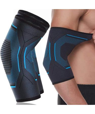 Seitaku Elbow Brace Elbow Compression Sleeve Men Women 2 Pack Elbow Support Elbow Brace for Tendonitis and Tennis Elbow Elbow Sleeve Weightlifting Workout Sports Arthritis (Blue 2Pack Medium) Blue 2Pack Medium