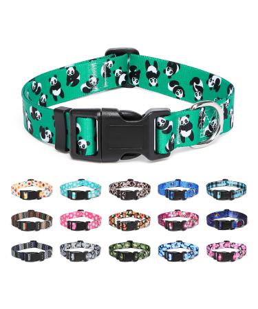 Suredoo dog collar adjustable soft & comfort nylon dog collar for small medium-sized dog puppies (L panda) l (neck circumference 38-63 cm width 2.5 cm) panda