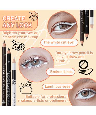 12PCS Eyeliner Pencil Black White Dark Brown Waterproof Eyeliner Pencil Pen Set Smudge-proof Long Lasting Matte Eye Liner Makeup Pencils Easy Apply Colored Eyeliner Pencil - Buy Online on GoSupps.com