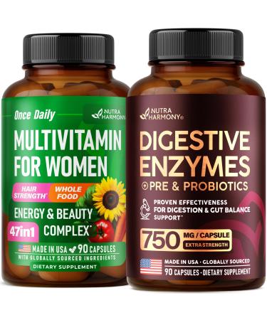 NUTRAHARMONY Multivitamins for Women & Digestive Enzymes Capsules