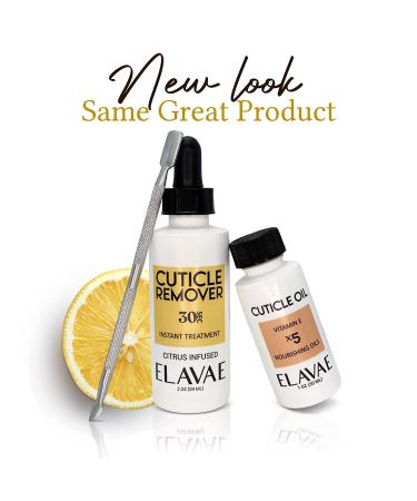 Elavae Manicure Pedicure Kit with Cuticle Oil, Remover Gel, and Pusher Tool - All Natural with Vitamin E for Nail Strength and Softening (3 Piece Set) - Buy Online on GoSupps.com
