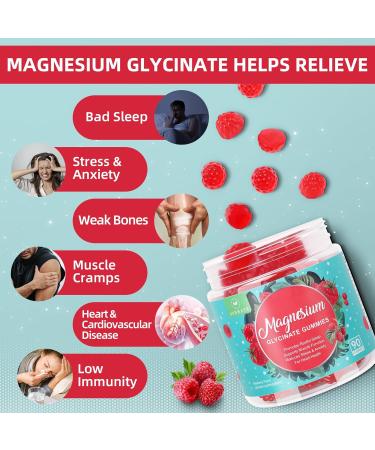 90 Count Magnesium Glycinate Gummies 400 mg - Sugar Free Magnesium Supplement for Adults with Glycinate & Malate L-Theanine Ashwagandha Zinc Vitamin B6 & D3 Supports Relaxation & Sleep Raspberry 90 Count (Pack of 1) - Buy Online on GoSupps.com