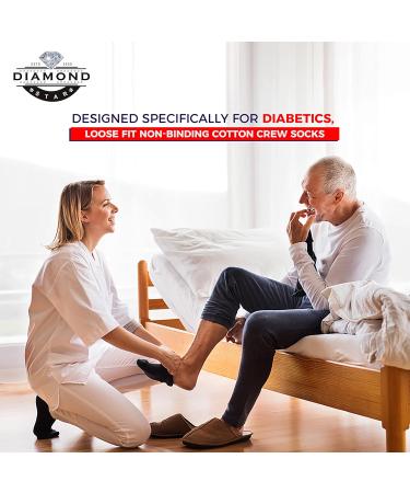Diamond Star Diabetic Socks - Non-Binding Cotton Crew 24 Pairs - Grey 10-13 Men Women - Buy Online on GoSupps.com