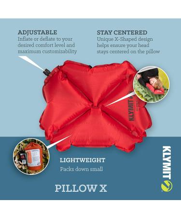 Klymit Pillow X: Lightweight Inflatable Travel Pillow for Backpacking, Hammock, and Camping - Red - Buy Online on GoSupps.com