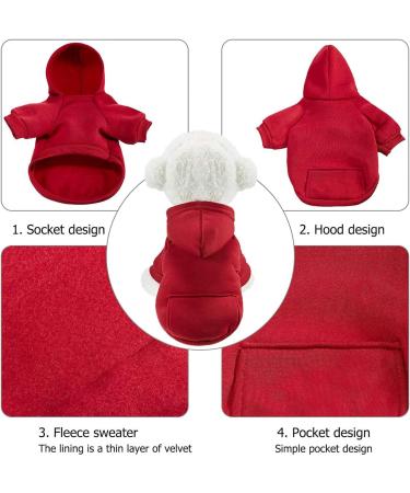 Small Dog Hoodies Clothes Cotton Warm Puppy Clothes Pullover Sof Puppy Kittens Cotton Hoodies Coat Pet Hooded Clothes for Small Dog Cat Winter Sweatshirt (L Red) L Red - Buy Online on GoSupps.com