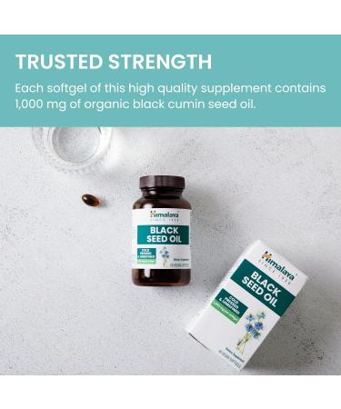 Himalaya Black Seed Oil Softgels Cold-Pressed & Unrefined Black Seed Oil for Wellness Non-GMO Vegan Gluten-Free No Additives 1 000 mg Per Serving 60 Softgels - Buy Online on GoSupps.com