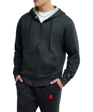 Champion Men's Powerblend Zip-Up Hoodie 4X-Large Granite Heather - Iconic C Logo - Buy Online on GoSupps.com