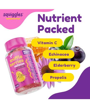 Squiggles Sniffle Berries Kids Herbal Defense Gummies - 100 ct with Elderberry  Bee Propolis & Echinacea - Buy Online on GoSupps.com