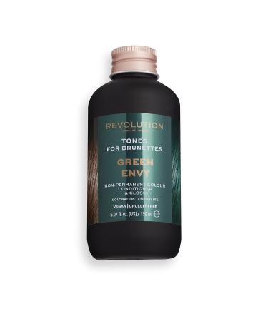 Revolution Beauty London Haircare tones for Brunettes Add A Hint Of Colour Transform and Condition Hair Green Envy Green Envy 150 ml (Pack of 1)