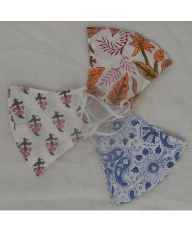 Handmade Block Print Cotton Face Masks - Reusable Washable Breathable (10 Pack) | Stylish Non-Surgical Masks for All | International Shipping - Buy Online on GoSupps.com