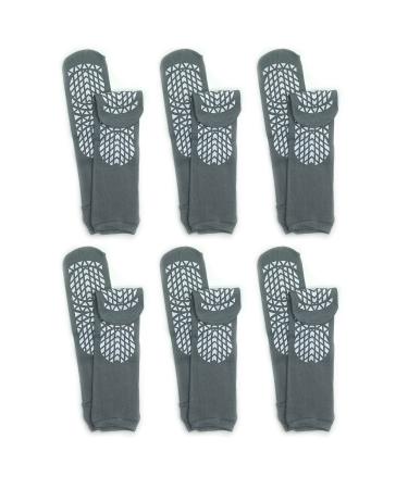 GBM Secure Step Safety Socks Double Sided Non-Slip 6 Pairs M Grey