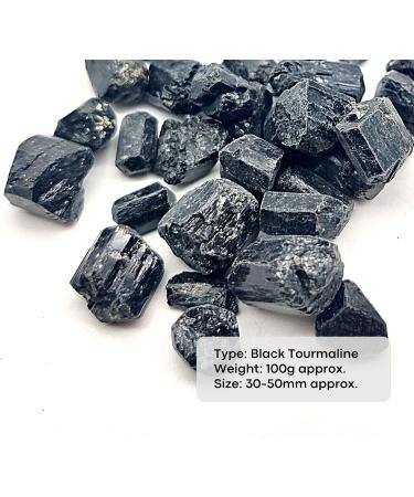 Doja Barcelona Natural Black Tourmaline Crystals 30-50mm | 100g Healing Stones for Electromagnetic Protection - Buy Online on GoSupps.com
