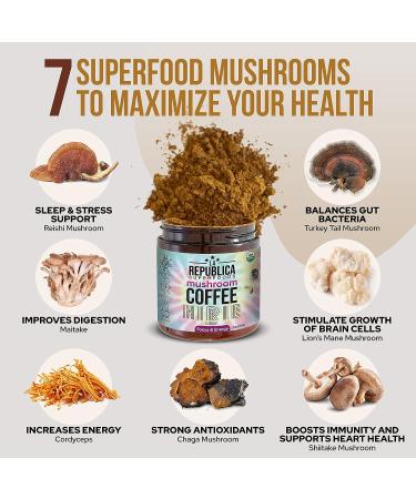 La Republica Dreamer Organic Mushroom Coffee (30 Servings) | 7 Superfood Mushrooms | Fair Trade Arabica Coffee | Hirie Music Limited Edition - Buy Online on GoSupps.com