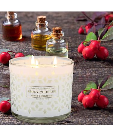 Scented Rose Berry Mother's Day Candle | Large 3 Wick 14.5oz Soy Candle | 125h Burn Time | Aromatherapy for Stress Relief, Meditation, Yoga | Gifts for Women, Birthday - Buy Online on GoSupps.com