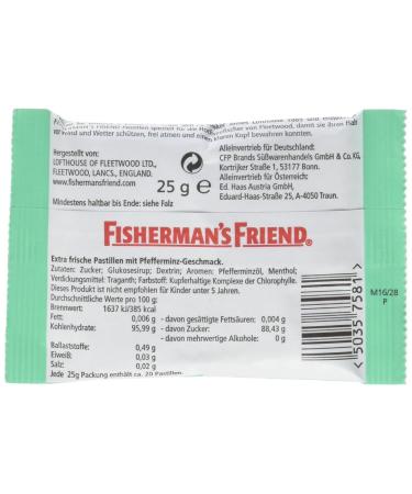 Fisherman's Friend Mint 3-Pack | Peppermint & Menthol Vegan Candy for Fresh Breath | Sugar-Free 3 x 25g - Buy Online on GoSupps.com