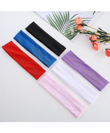 Wide Headbands 6Pcs Set for Women and Men - Stretchy Elastic Hair Bands for Gym, Yoga, Running - Soft Sweat Absorbing Headbands - Buy Online on GoSupps.com