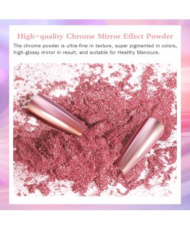 Rose Gold Chrome Nail Powder Set - Metallic Pigment with Pearl Effect and Holo Chrome D-Silver | BISHENGYF 6 Box - Buy Online on GoSupps.com