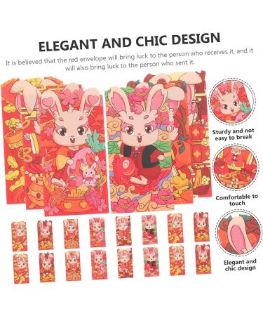 MAGICLULU 90 Pcs 2023 Red Envelope Red Envelope Chinese Rabbit Year Hong Bao 2023 Money Packets Chinese New Year Red Pocket Cash Envelope Red Wallet New Year Gift Lucky Cash Bag Paper Child As Shown 4x3pcs 16.4X8.9CMx3pcs - Buy Online on GoSupps.com