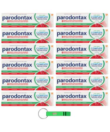 12x parodontax dentifricio complete protection cool mint toothpaste for healthy gums and strong teeth 75ml + Beni Culinari Free keychain