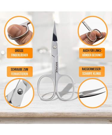Socialic Nail Scissors with Etui - Extra Sharp Rust-Free Stainless Steel for Manicure & Pedicure | Ideal Skin Fingernail & Toenail Scissors - Buy Online on GoSupps.com