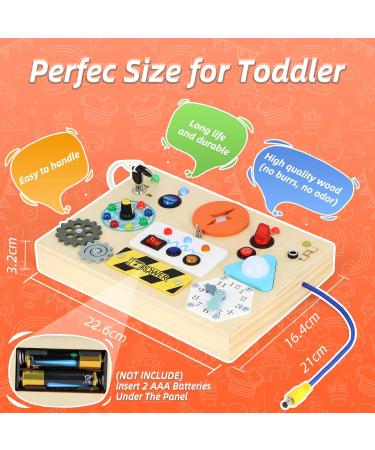 Giftota Montessori Busy Board - 20 Switches & 17 LED Lights | Educational Wooden Toys for 1-4 Year Olds | Ideal Motor Skills Development for Babies & Toddlers - Buy Online on GoSupps.com