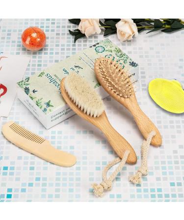 Baby Hair Brush and Comb Set for Newborns & Toddlers Natural Soft Goat Bristles for Cradle Cap Wood Bristles Baby Brush for Massage Perfect Scalp Grooming Hairbrush Comb Kit for Infant Kids Baby Registry Gift - Buy Online on GoSupps.com