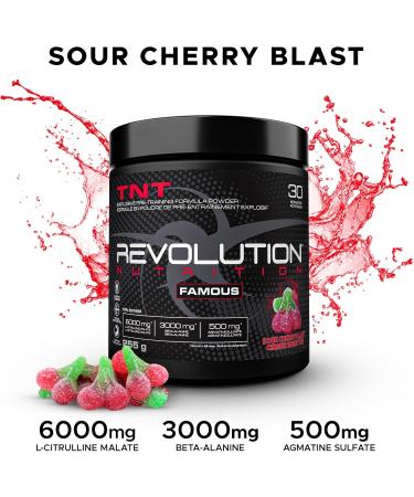 Revolution Nutrition TNT Pre-Workout Powder Pumps & Strength Extreme Intensity Hyper Concentrate Citrulline Malate 2:1 Beta Alanine Agmatine Sulfate Caffeine For Men & Women 255g 30 Servings (Sour Cherry Blast 0.56 Pound) - Buy Online on GoSupps.com