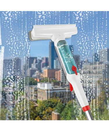 Abizarch Window Squeegee 75 Inch Water Spray Window Cleaner Anti-Scratch Window Washer Equipment with 4 Poles and 4 Scrubbing Clothes for Cleaning Mirror Shower Glass High Window Car ZHAZHAMO