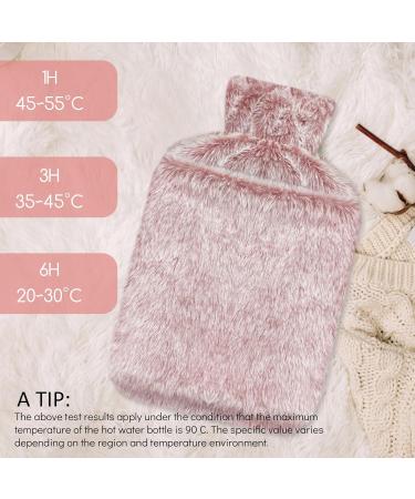Jsdoin 2L Hot Water Bottle with Luxury Faux Fur Cover - Pink | Leakproof Hot Water Bag for Pain Relief and Warmth - Buy Online on GoSupps.com