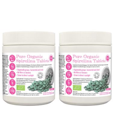 PINK SUN Organic Spirulina Tablets 2000 x 500mg (1000 Tabs x 2) Gluten Free Non GMO Suitable for Vegetarians and Vegans Certified Organic by The Soil Association 1kg Bulk Buy