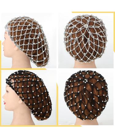 MTLEE 4-Piece Women's Hair Net Snood Set - Pearl Crochet Mesh Hair Wrap for Sleeping - Buy Online on GoSupps.com