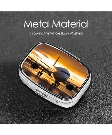 Airplane Evening Light Pill Case | 2 Compartment Cute Travel Pill Organizer - Perfect for Purse & Gifts - Buy Online on GoSupps.com